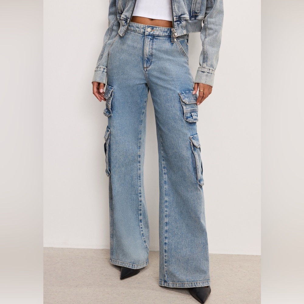 Good American denim cargo jeans